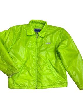 STEVE MADDEN Vintage Y2K Lime Green Designer Bomber Jacket Womens Medium